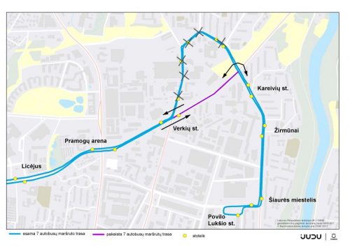 Dėl Verkių ir Kareivių gatvėse vykdomų darbų – eismo ir viešojo transporto judėjimo pokyčiai  