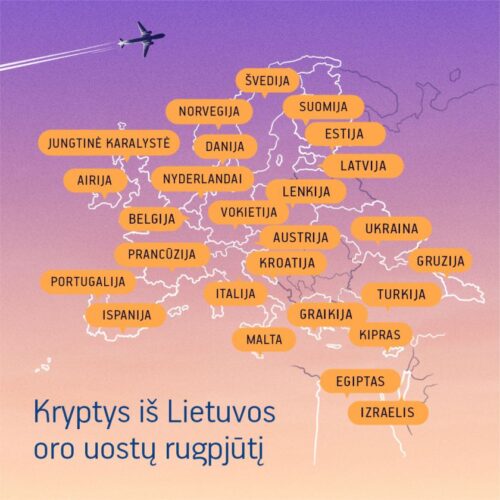 Lietuvos oro uostuose rugpjūtį toliau didėja tiesioginių maršrutų skaičius