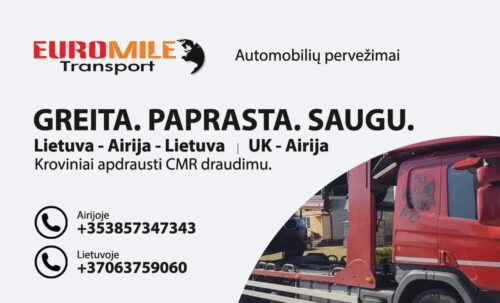 Automobiliu pervezimas Airija- Lietuva- Latvija