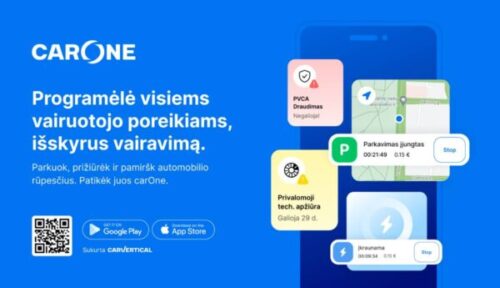 „carVertical“ pristato naują paslaugą – „carOne“ programėlę visiems vairuotojų poreikiams