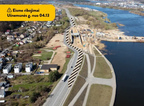 Santakos tilto statyba artėja finišo link: dėl darbų Užnemunės gatvėje – laikini eismo pokyčiai