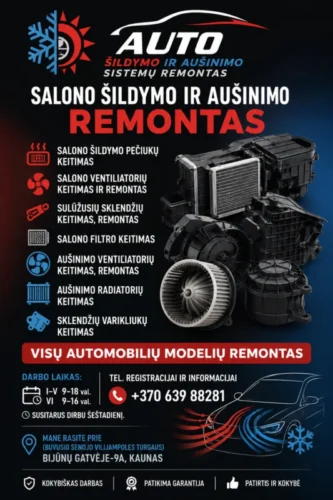 Automobilių salono vėdinimo ir šildymo remontas. Kaunas